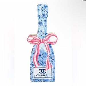 Luxury Fashion Inspired Decor Blue Floral
Bottle with Pink Ribbon